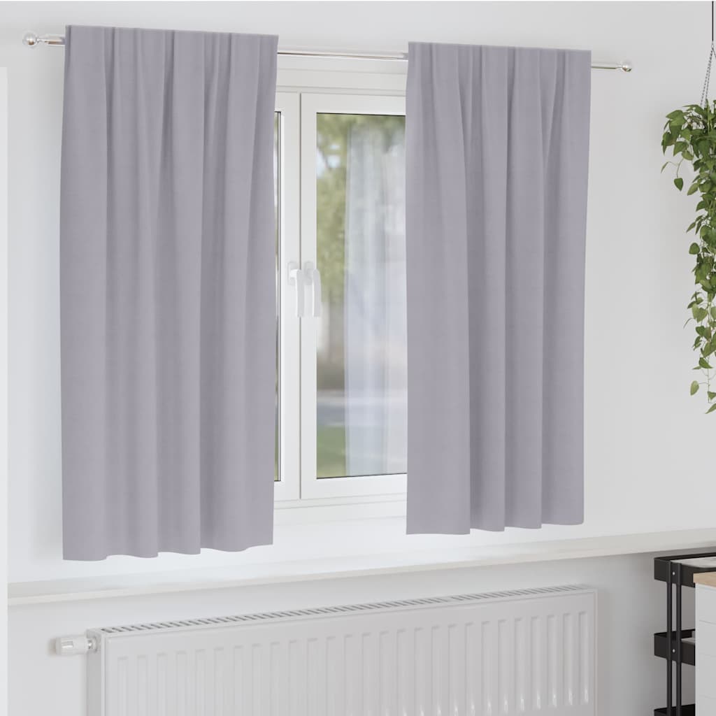 Mørklægningsgardiner med ringe 2 pcs Metal Grå 175 x 140 cm