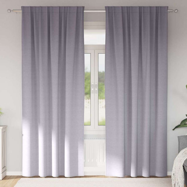 Mørklægningsgardiner med ringe 2 pcs Metal Grå 245 x 140 cm