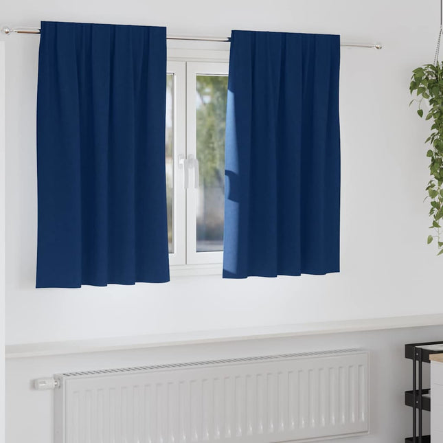 Mørklægningsgardiner med ringe 2 pcs Mørk blå 140 x 140 cm