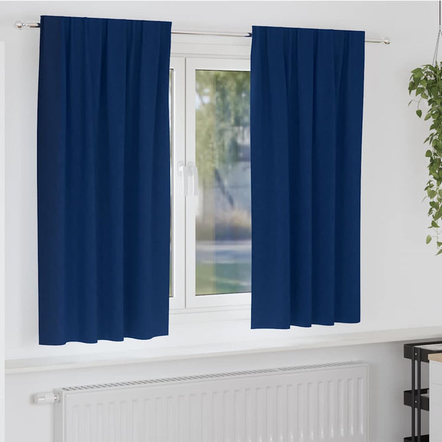 Mørklægningsgardiner med ringe 2 pcs Mørk blå 175 x 140 cm