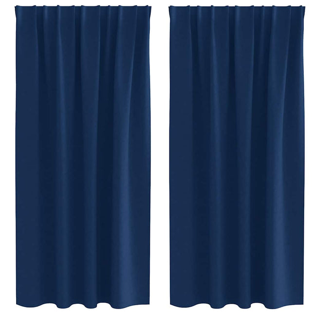 Mørklægningsgardiner med ringe 2 pcs Mørk blå 175 x 140 cm