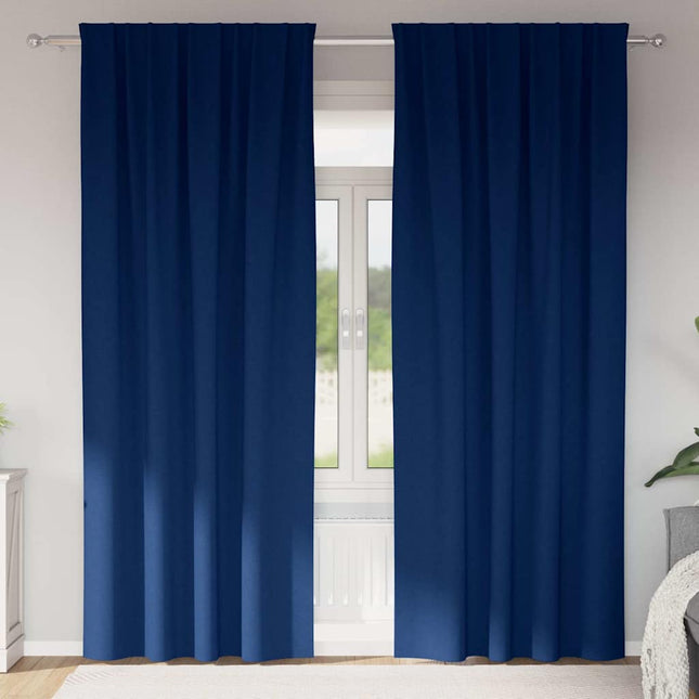 Mørklægningsgardiner med ringe 2 pcs Mørk blå 225 x 140 cm