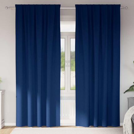 Mørklægningsgardiner med ringe 2 pcs Mørk blå 245 x 140 cm