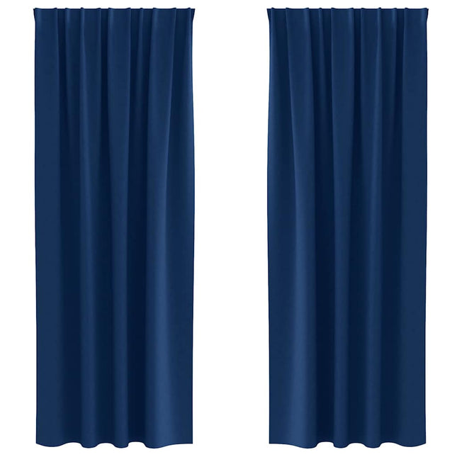 Mørklægningsgardiner med ringe 2 pcs Mørk blå 245 x 140 cm