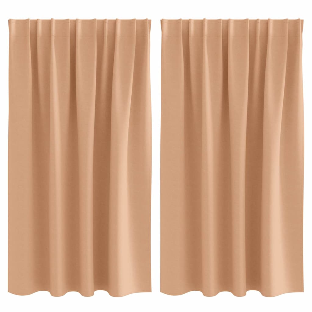 Mørklægningsgardiner med ringe 2 pcs Lys Brun 140 x 140 cm