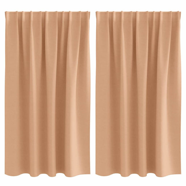 Mørklægningsgardiner med ringe 2 pcs Lys Brun 140 x 140 cm