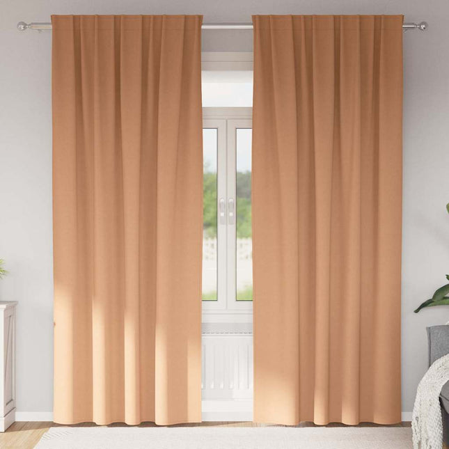 Mørklægningsgardiner med ringe 2 pcs Lys Brun 225 x 140 cm