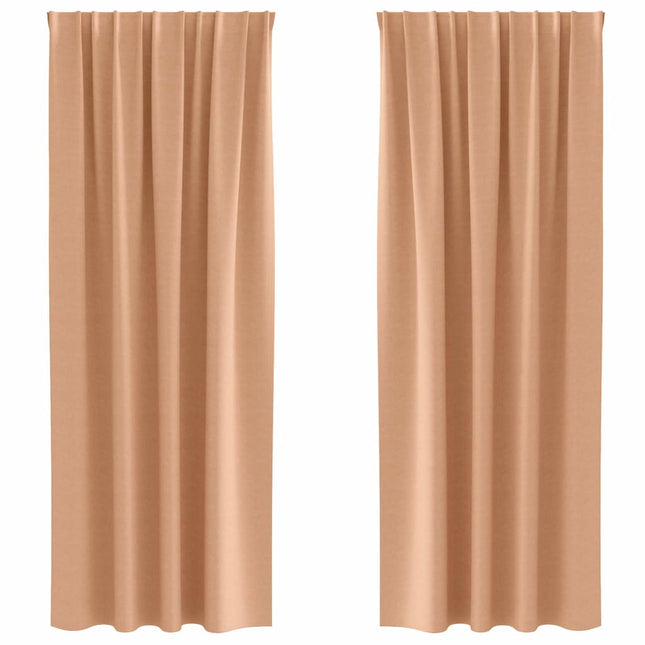 Mørklægningsgardiner med ringe 2 pcs Lys Brun 225 x 140 cm