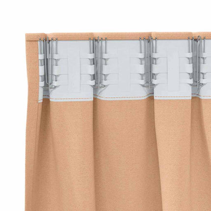 Mørklægningsgardiner med ringe 2 pcs Lys Brun 260 x 140 cm