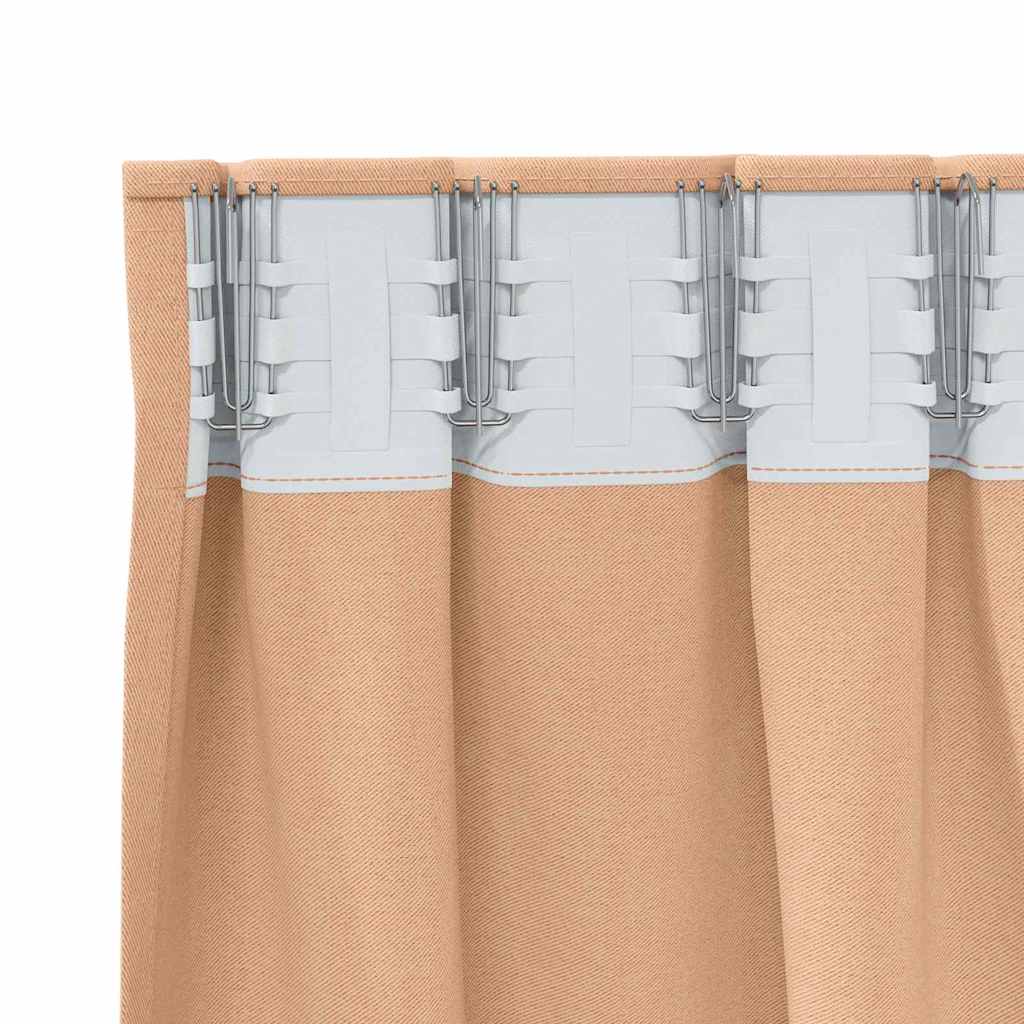 Mørklægningsgardiner med ringe 2 pcs Lys Brun 260 x 140 cm