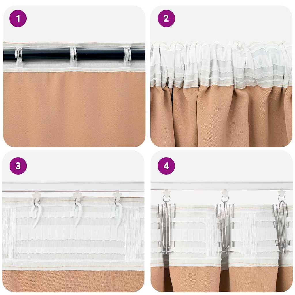 Mørklægningsgardiner med ringe 2 pcs Lys Brun 260 x 140 cm