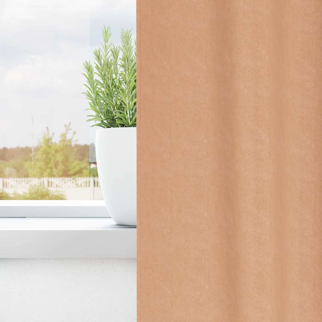 Mørklægningsgardiner med ringe 2 pcs Lys Brun 260 x 140 cm