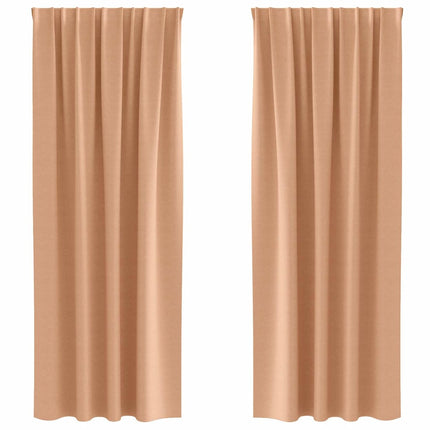 Mørklægningsgardiner med ringe 2 pcs Lys Brun 260 x 140 cm