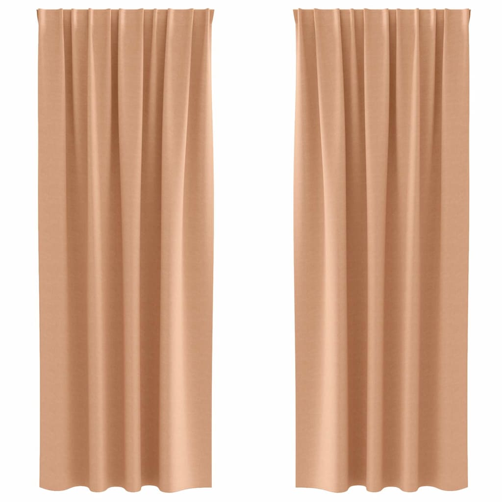 Mørklægningsgardiner med ringe 2 pcs Lys Brun 260 x 140 cm