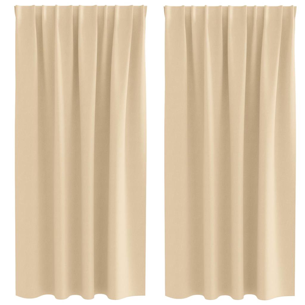 Mørklægningsgardiner med ringe 2 pcs Creme 175 x 140 cm