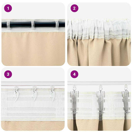 Mørklægningsgardiner med ringe 2 pcs Creme 225 x 140 cm