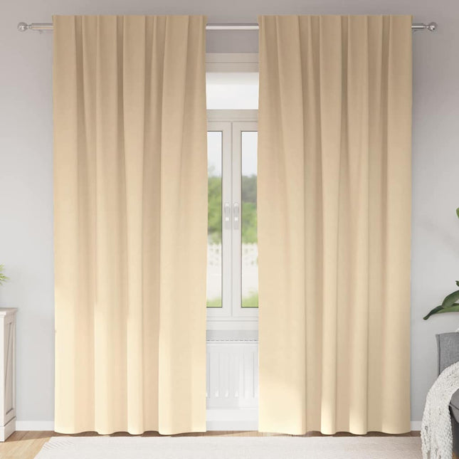 Mørklægningsgardiner med ringe 2 pcs Creme 225 x 140 cm
