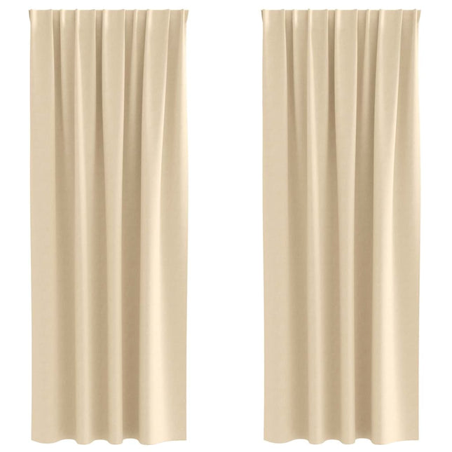 Mørklægningsgardiner med ringe 2 pcs Creme 225 x 140 cm