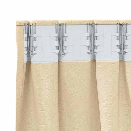 Mørklægningsgardiner med ringe 2 stk. Cremefarvet 245 x 140 cm