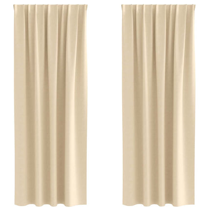 Mørklægningsgardiner med ringe 2 stk. Cremefarvet 245 x 140 cm
