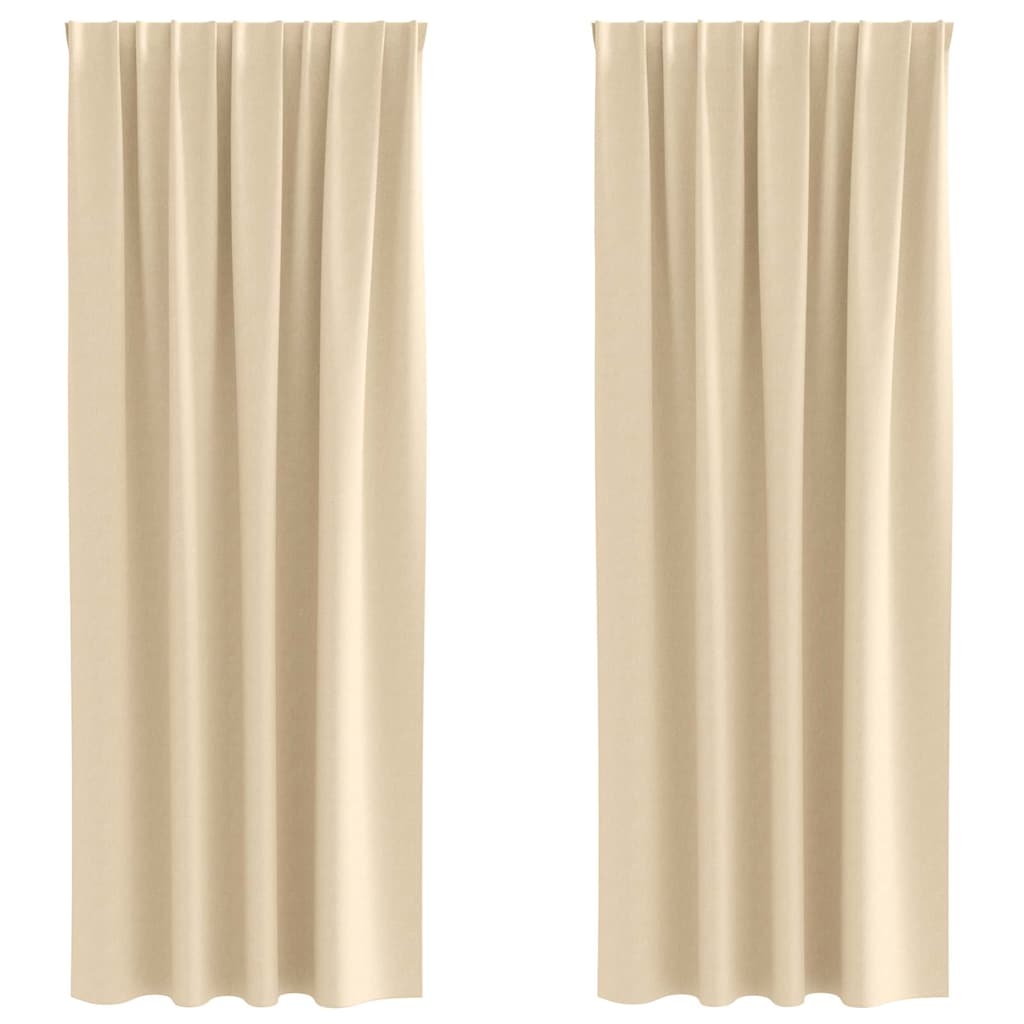 Mørklægningsgardiner med ringe 2 pcs Creme 245 x 140 cm