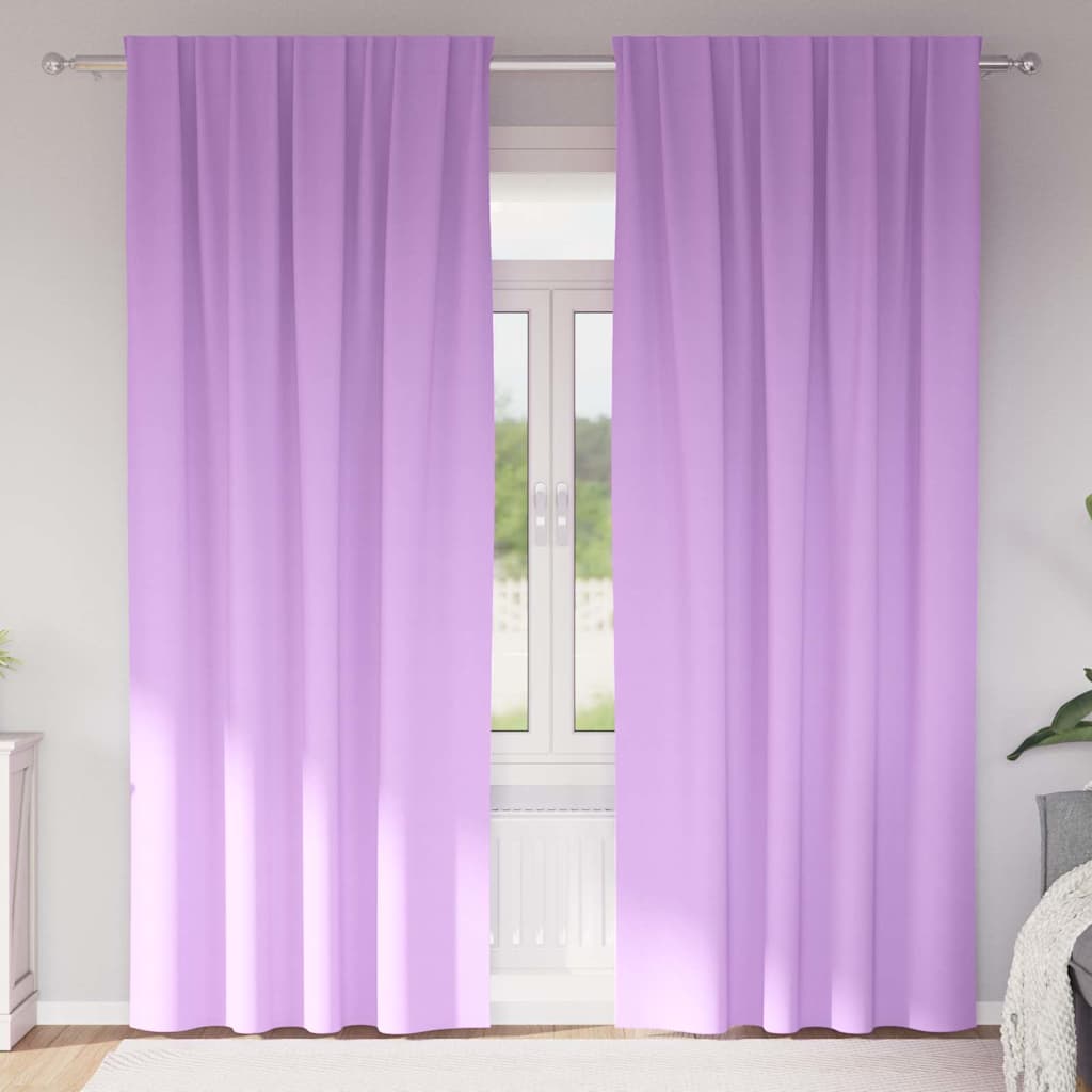 Mørklægningsgardiner med ringe 2 pcs Lilla 260 x 140 cm