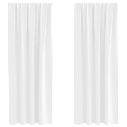 Mørklægningsgardiner med ringe 2 stk. Ren Hvid 225 x 140 cm