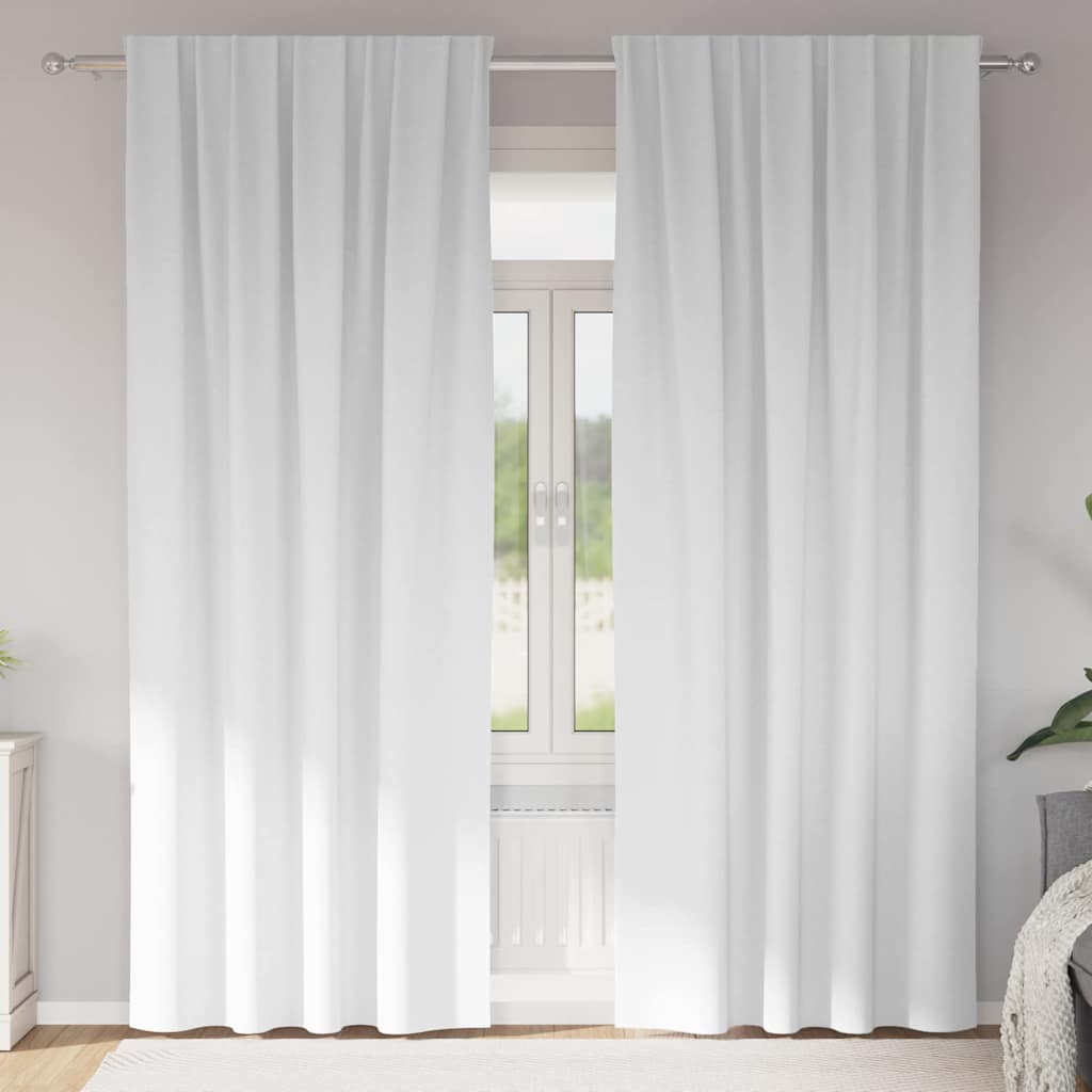 Mørklægningsgardiner med ringe 2 pcs Lys hvid 260 x 140 cm