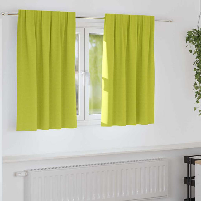 Mørklægningsgardiner med ringe 2 stk. Grøn 140 x 140 cm