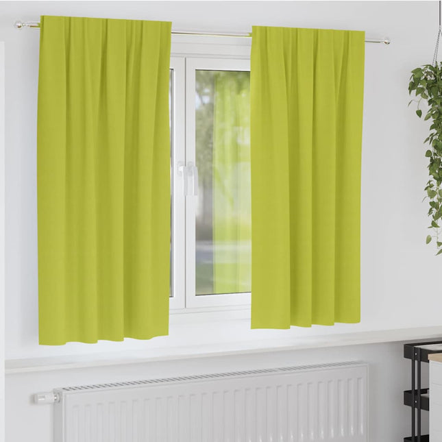 Mørklægningsgardiner med ringe 2 stk. Grøn 175 x 140 cm