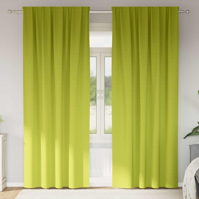 Mørklægningsgardiner med ringe 2 pcs Grøn 225 x 140 cm