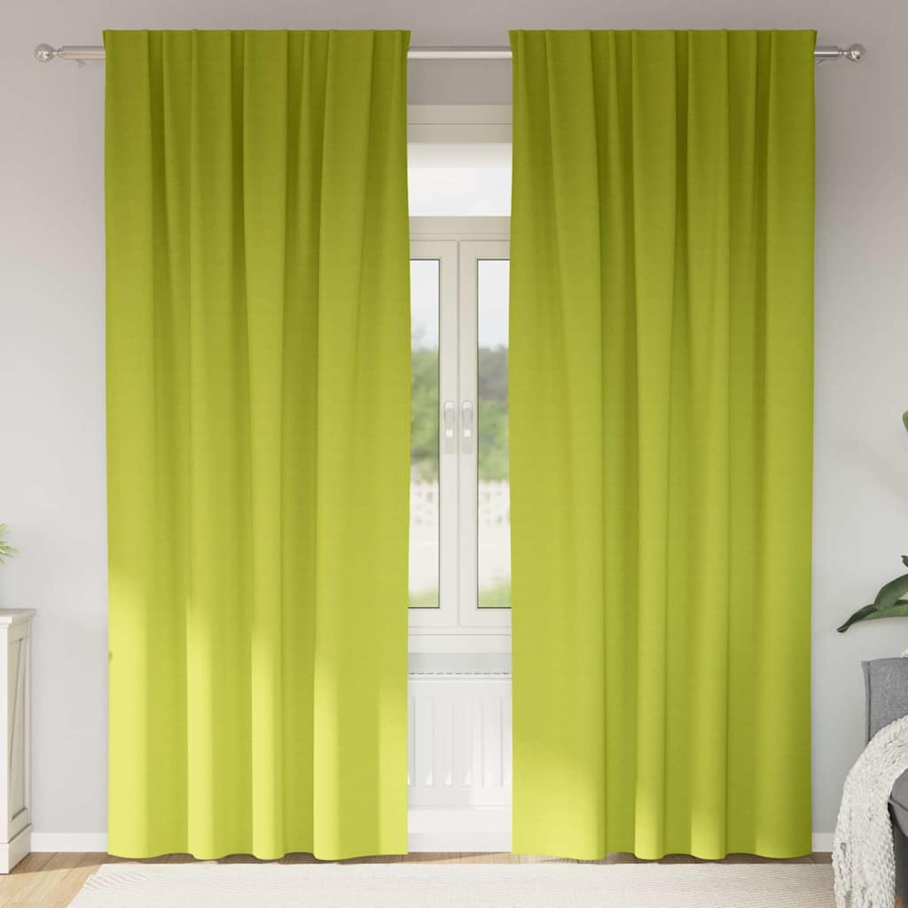 Mørklægningsgardiner med ringe 2 pcs Grøn 245 x 140 cm