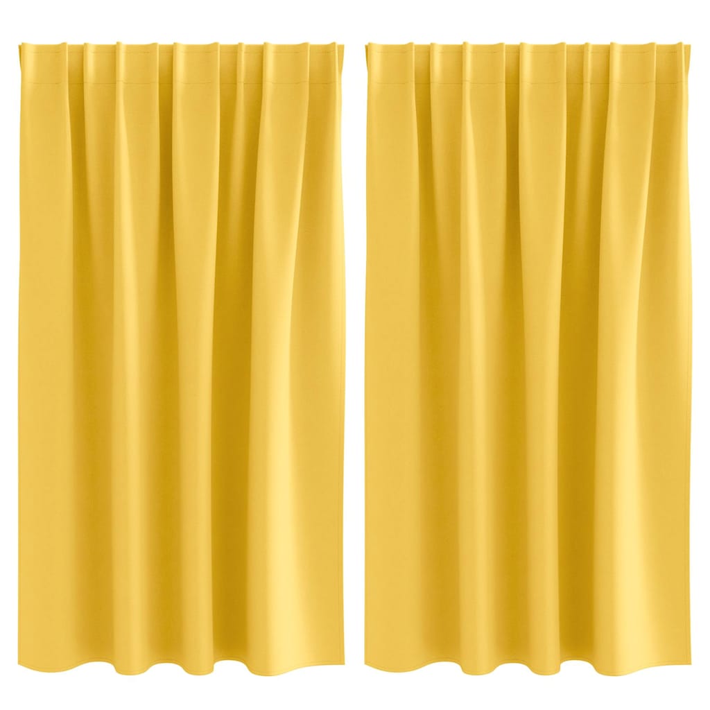 Mørklægningsgardiner med ringe 2 pcs Sennepsgul 140 x 140 cm
