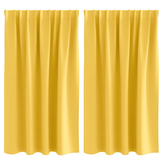 Mørklægningsgardiner med ringe 2 pcs Sennepsgul 140 x 140 cm