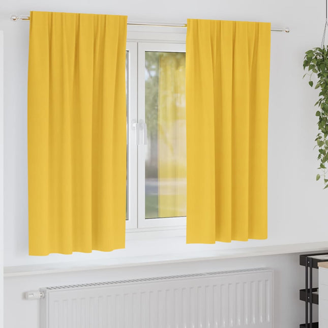 Mørklægningsgardiner med ringe 2 pcs Sennepsgul 175 x 140 cm