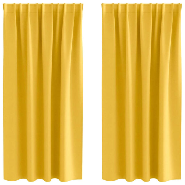 Mørklægningsgardiner med ringe 2 pcs Sennepsgul 175 x 140 cm