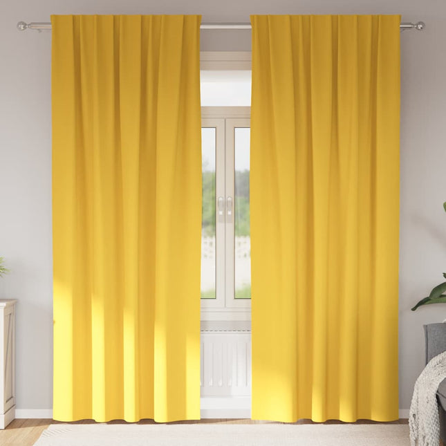 Mørklægningsgardiner med ringe 2 pcs Sennepsgul 245 x 140 cm