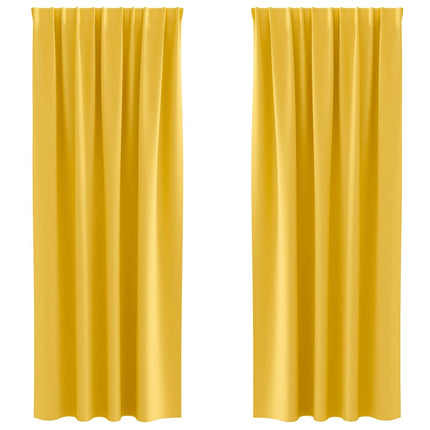 Mørklægningsgardiner med ringe 2 stk. Sennepsgul 245 x 140 cm
