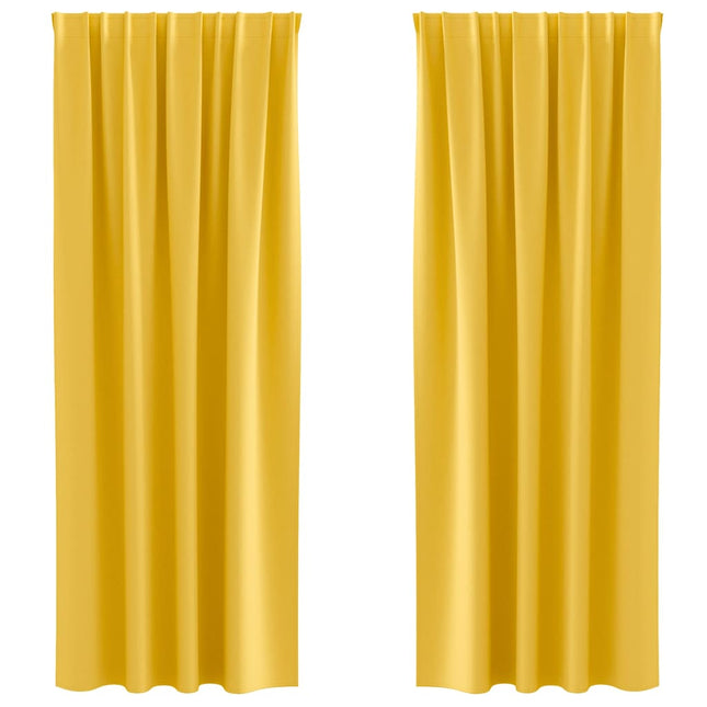 Mørklægningsgardiner med ringe 2 pcs Sennepsgul 260 x 140 cm