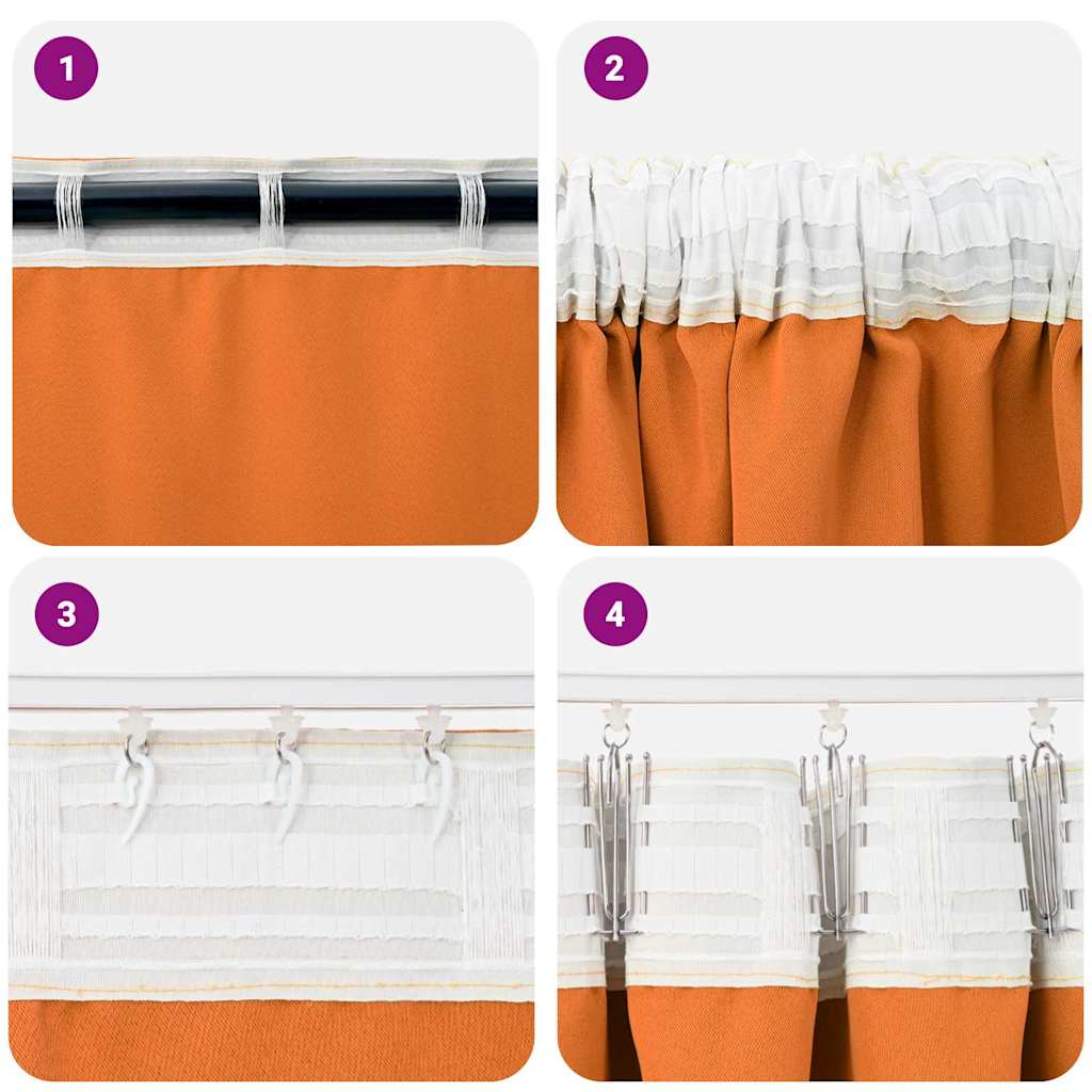 Mørklægningsgardiner med ringe 2 pcs Lys Orange 260 x 140 cm