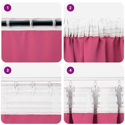 Mørklægningsgardiner med ringe 2 stk. Lys Pink 245 x 140 cm