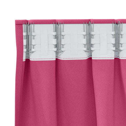 Mørklægningsgardiner med ringe 2 stk. Lys Pink 260 x 140 cm