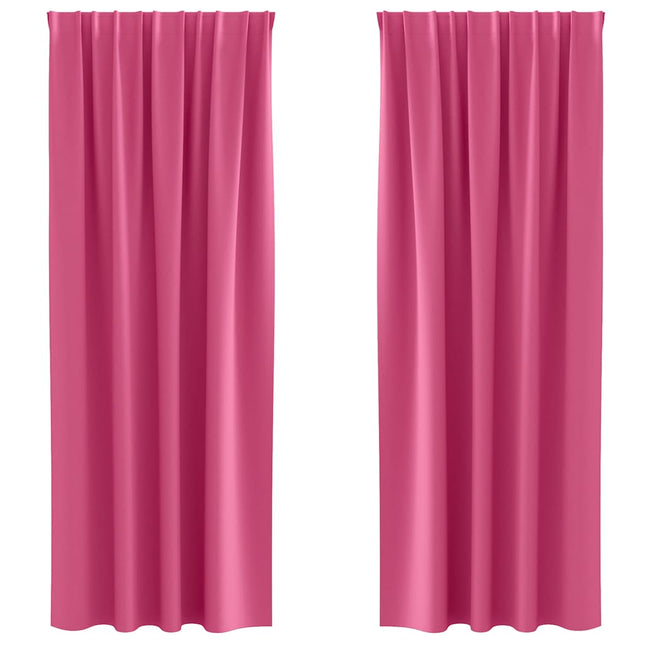 Mørklægningsgardiner med ringe 2 pcs Lys Pink 260 x 140 cm