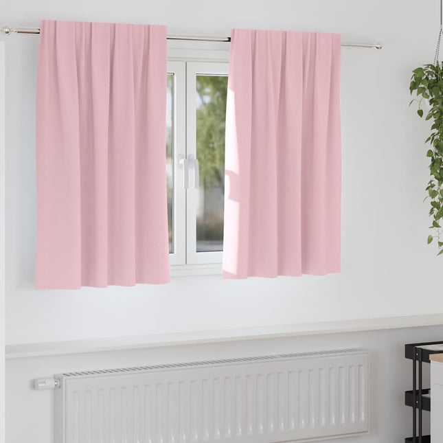 Mørklægningsgardiner med ringe 2 stk. Lyserød 140 x 140 cm