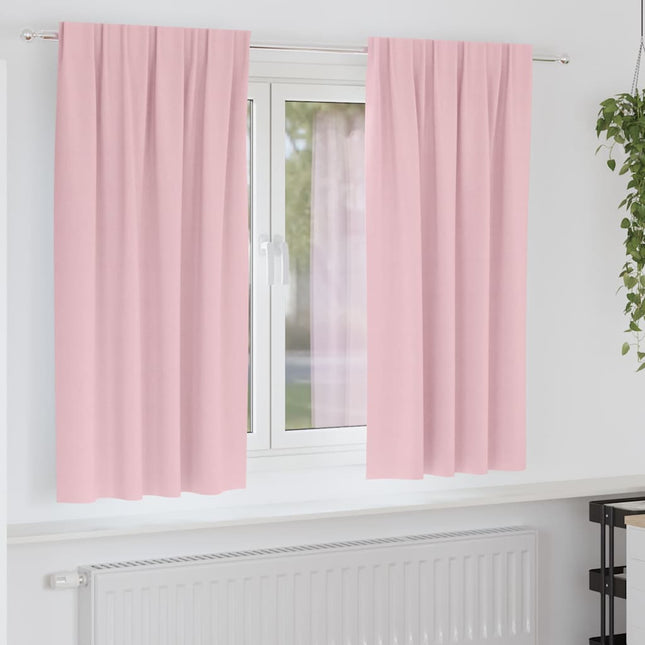 Mørklægningsgardiner med ringe 2 stk. Lyserød 175 x 140 cm