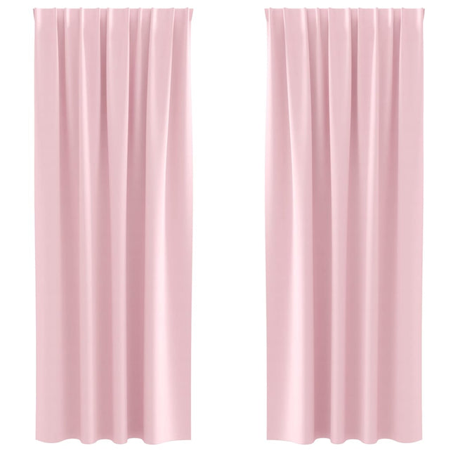 Mørklægningsgardiner med ringe 2 stk. Lyserød 245 x 140 cm