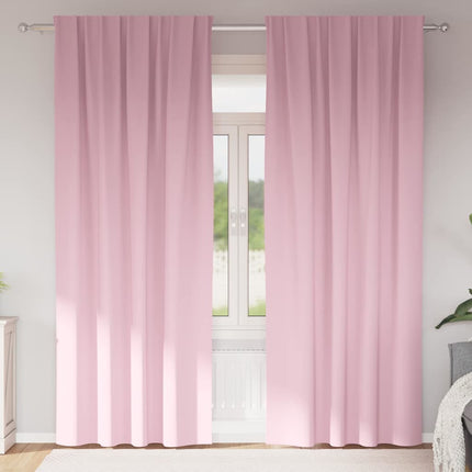 Mørklægningsgardiner med ringe 2 stk. Lyserød 260 x 140 cm