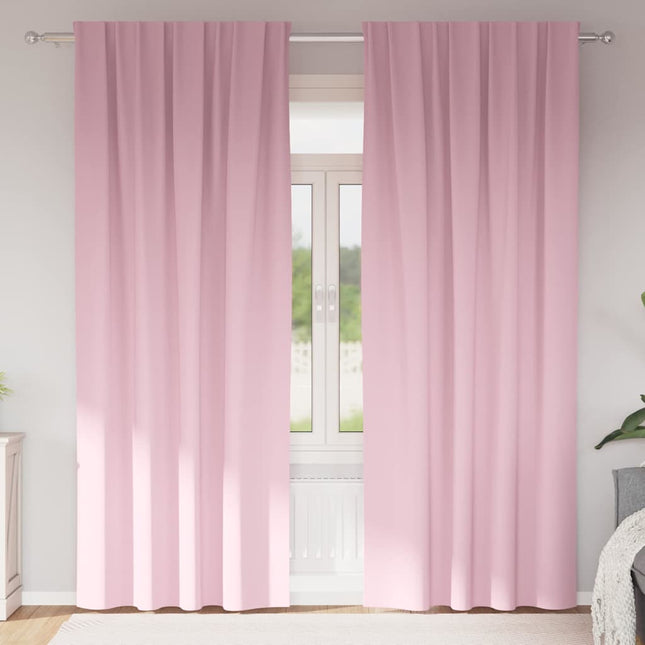 Mørklægningsgardiner med ringe 2 stk. Lyserød 260 x 140 cm