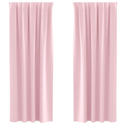 Mørklægningsgardiner med ringe 2 stk. Lyserød 260 x 140 cm