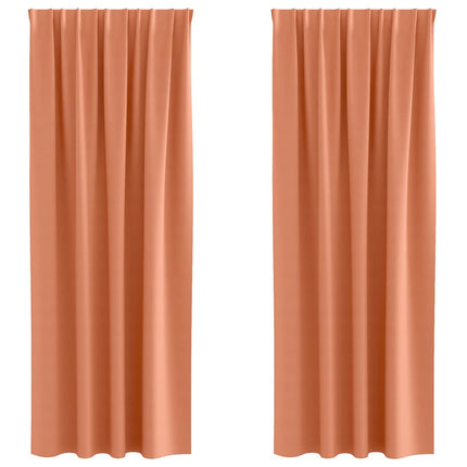 Mørklægningsgardiner med ringe 2 stk. Terrakotta 225 x 140 cm